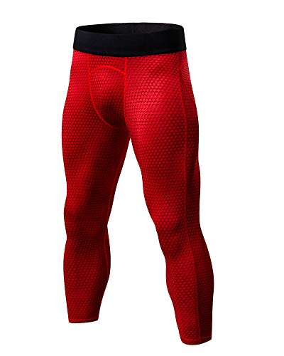 Pantalon De Sport 3/4 Homme Legging De Compression Collants Capri Jogging Rouge M Cover