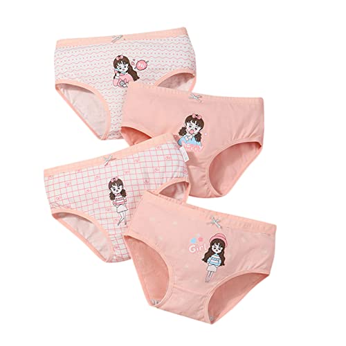 Little Girls' Soft Cotton Underwear Toddler 4PCS Undies Kids Cartoon Tag-Free Comfort Breathable Briefs Panties