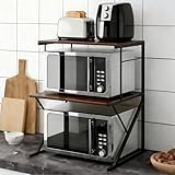QIHANG-UK Mikrowellenregal, Küchenregal für Arbeitsplatte Aufbewahrung, Küchenorganizer für Mikrowelle, Toaster & Luftfritteuse, Multifunktionales Regal Küche zur Platzoptimierung (Eiche/3 Stufig)