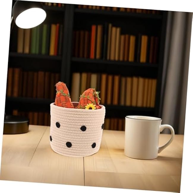 Cotton Rope Basket with Lid Portable Storage for Living Room and Bedroom for Towels and Miscellaneous Items Handwoven Design for Elegant Organization