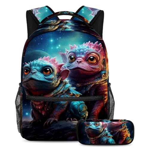 Sac à dos animaux étoilés avec trousse assortie pour l'école et les loisirs