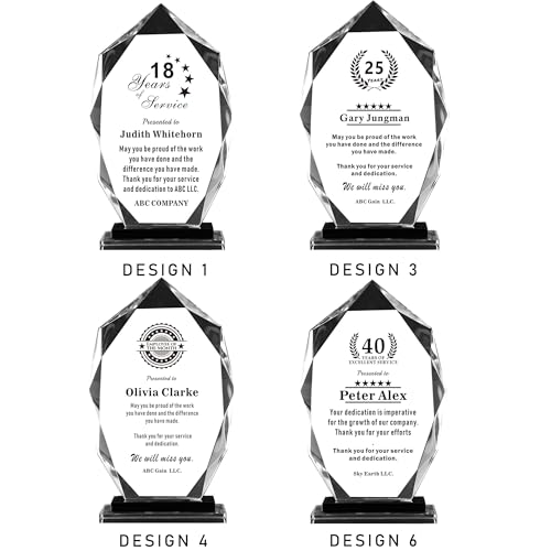 Personalized 9” Glass Plaque, Engraved with Names, Appreciation Messages and Company Logo, Completely Customized Gift Plaque, Award Trophy for Retirement Employee, Manager, Boss.