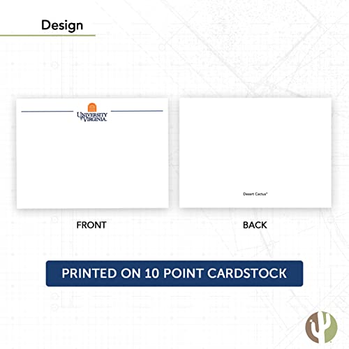 Image of Desert Cactus University of Virginia Notecards 10 Pack Stationery Cardstock Cavaliers UVA Wahoos Includes Envelopes Memo Party Thank You (Notecard 1b)