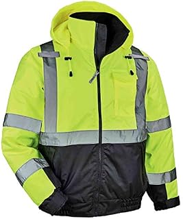 High Visibility Reflective Winter Bomber Jacket, Black Bottom, ANSI Compliant, Ergodyne GloWear 8377