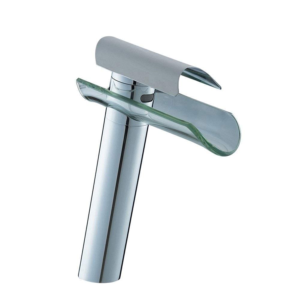 Robinetterie cascade de luxe en chrome et verre pour meuble vanité