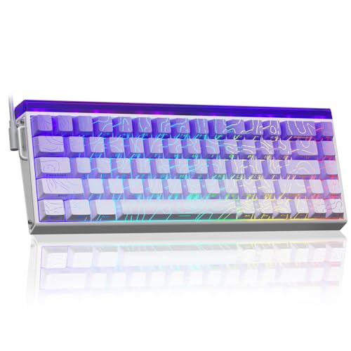 AULA HERO 68 Mechanical Gaming Keyboard,Hall Effect Magnetic Switch,0.01mm Adjustable Actuation Rapid Trigger,8K Polling,Five-Layer Padding,Hot-Swap,RGB,Side Print,60% Wired Keyboard (Purple&White)