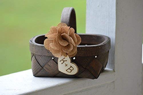 Miniatura 5 de Rustic Flower Girl Basket Country Flower Girl Basket Burlap Wedding Rustic Wedding Decor