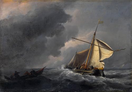 Cuadro en lienzo decorativo de barco holandés Willem Van De Velde para decoración de paredes