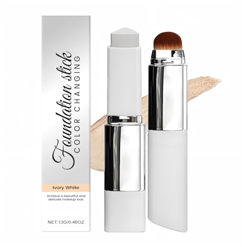 ELYCO Base de Maquillaje en Barra Cambia Color con Pincel Integrado, Corrector Auto-Adaptativo 2-en-1, Cobertura Modulable Larga Duración 12h, Hidratante con SPF50+, Apto Todo Tipo, Acabado Natural