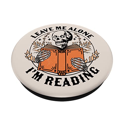 Popsockets Popgrip: Leave Me Alone I'm Reading - Skeleton Reading Book Bookish Swappable Popgrip, Black - Image 2