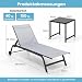 COSTWAY Sonnenliege mit Rollen und Tisch, Gartenliege bis 150kg belastbar