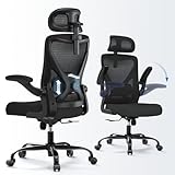 Ergalithic オフィスチェア - 勉強椅子 X字立体背もたれ 跳ね上げ式アームレスト デスクチェア メッシュチェア - イス 3Dヘッドレスト いす ゲーミングチェア リクライニング 可動式ランバーサポート 高反発クッション pcチェア パソコン ワーク 事務 疲れない椅子 骨盤矯正 5年保証 (ブラック)