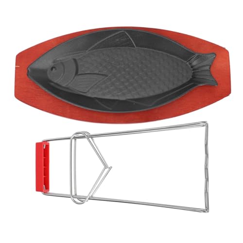 PRETYZOOM Poêle à Griller En Fonte Grosse Taille Pour Poisson Et Steak, Plaque De Cuisson Antiadhésive En Fonte, Cuisson Domestique Pour Repas à La Maison