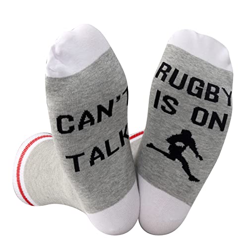 GJTIM 2 Pairs Can't Talk Rugby Is On Player Coach Gift Funny Socks