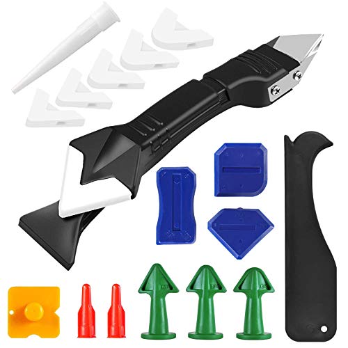 innislink Eliminador de silicona, alisador juntas, 17 piezas, con raspador, eliminador boquilla Caulk, herramienta para eliminar silicona baño, cocina, baño o baldosas Cover