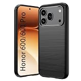 Wookfiss Custodia per Honor 600/600 Pro 5G Cover, [Fibra di Carbonio] Morbido Silicone TPU Custodia, Anti Scivolo Antigraffio Case per Honor 600/600 Pro -Nero