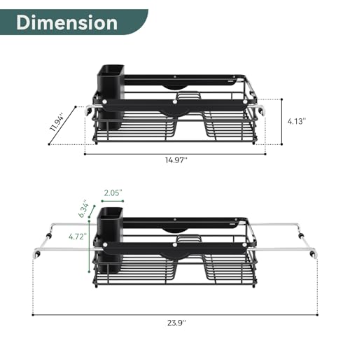 Over the Sink Dish Drying Rack,In Sink Dish Drying Racks,Expandable Dish Rack Over Sink Counter,Adjustable Dish Drainer for Inside Sink with Utensil Holder, Stainless Steel Dish Strainer Large Size by TOOLF - Image 7