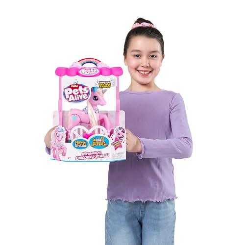 Unicornio interactivo con establo Pets Alive juguete robótico a pilas 6