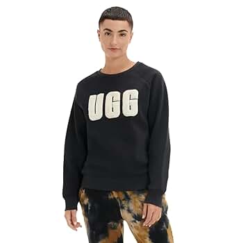 UGG Women's Madeline Fuzzy Logo Crewneck Sweatshirt, Black