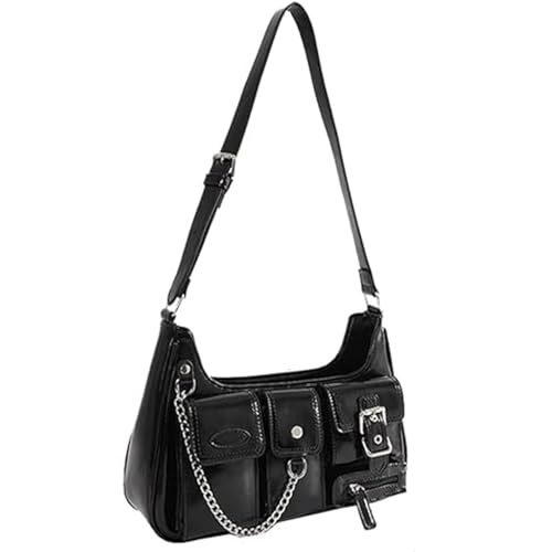 Sac à bandoulière pour femme Y2k gothique minimaliste en cuir souple