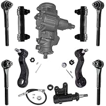 ديترويت أكسل - 4WD Front 10pc Gear Box Kit for Cadillac Escalade Chevy Blazer GMC Yukon K1500 K2500 Suburban، Power Steering Gear Box Tie Rods Adjusting Sleeves Idler Pitman Arm Bracket