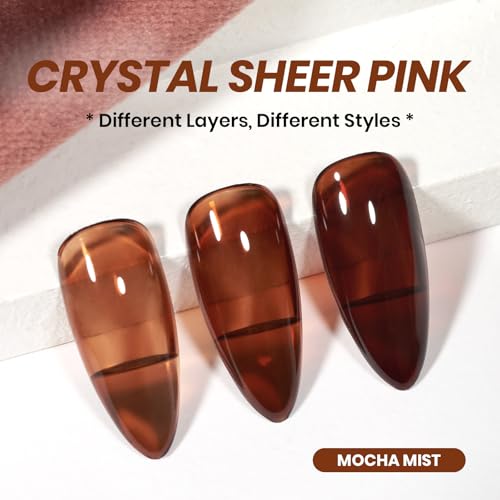 Image of Beetles Brown Gel Nail Polish - 15ML Mocha Jelly Natural Gel Polish Nail Concealer Sheer Translucent Effect Soak Off UV Mist Collection French Nail Art Manicure Gift for Women
