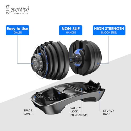 Cockatoo Store Cockatoo ADB-01 2.5-24 kg Adjustable Dumbbell Set, Blue - Image 6