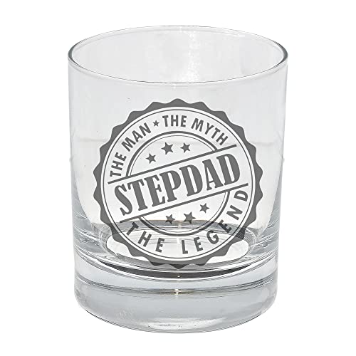 Whiskyglas mit Gravur "The Man The Myth The Legend Stepdad" mit Gravur, Whiskyglas, Stiefvater, Geburtstagsgeschenk, Geschenk für Väter, Stiefvater, Geschenk Nr. 1, Step Dad