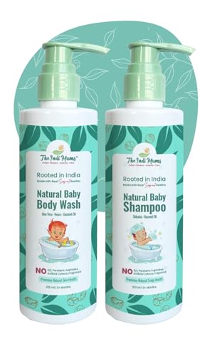 Image of The Indi Mums Mixed Combo Natural Baby Shampoo & Body Wash for Newborns,Toddlers and Kids- Promotes Healthy Hair & Skin, Hypoallergenic & ph Balanced - 2X 50 ML