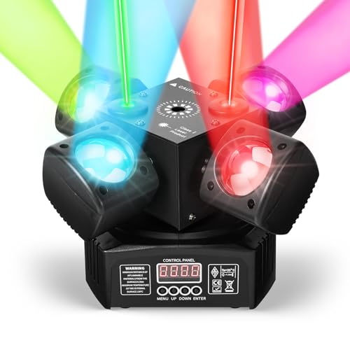 EYTSE Moving Head DJ Lights, 4-in-1 RGBW with DMX-512 & Sound Activated, Stage Light with Red Green Starry, White & Amber Strobe, Perfect Stage Lights for Party Disco Club Wedding Bar