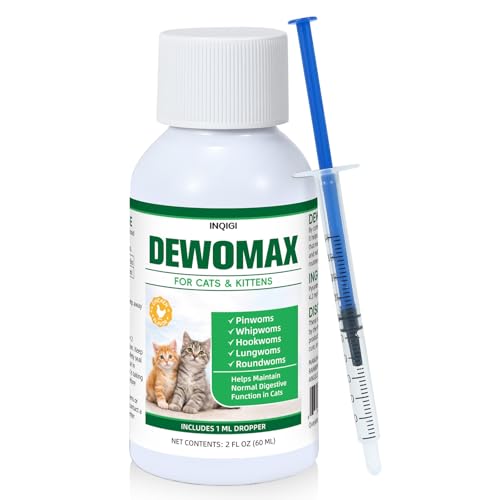 inqigi Dewomax for Cats with PyraMtel – Cat-Focused Liquid Internal Wellness Support, Helps Support Digestive Comfort, Easy Dosing Formula with Dropper for Routine Cat Care - 60mL