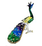 Mr_air_thai_Glass_Blown Tiny 3' Long Green Blue Purple Peacock Peafowl Bird Figurine - Miniature Hand Blown Painted Glass Birds Colorful Crystal Animals Decorative Collectible Figurines Décor Gifts