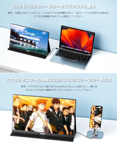 Yodoit モバイルモニター ゲー ミングモニター 144Hz モバイルディスプレイ 軽量 100％sRGB VESA 15.6インチ 1080P FHD 持ち運び便利 カバー付属 スピーカー内蔵 Switch/PS4/PS5/XBOX/PC/Macなど対応 (ブラック)