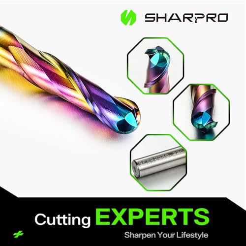 Image of 1 /4 Ball Nose CNC Router Bits 1 /4 Inch Shank, Carbide Ballnose Up Cut Router Bit with Coated, End Mill for Wood, Aluminum, Engraving