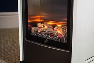 Sahara - Poêle à gaz Mobile 3400W Effet feu de Bois - Chauffage d'appoint gaz Blanc & Noir + Tuyau gaz + Détendeur Butane Manhattan