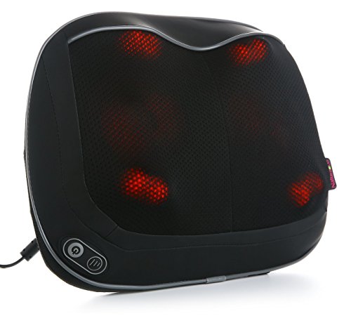 Naturalico Ultimate Back Shiatsu 3D Massage Pillow - Heated Lumbar Electric Massager, 12 Rotating Nodes, Comfortable Soothing Leg and Foot Cushion, Release Tension & Pain at Home, Car, Office & Work