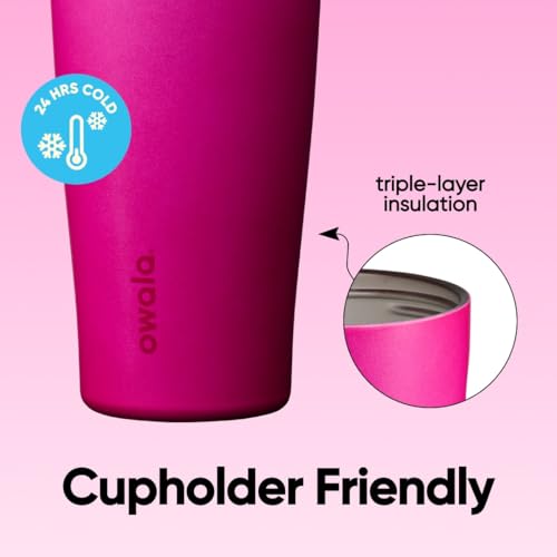 Image of Owala FreeSip Tumbler Insulated Stainless Steel Water Bottle with Built-in Straw and Side Handle, For Travel, Work, School, and Sports, 40oz, BPA Free, Leak Proof, Read My Lips