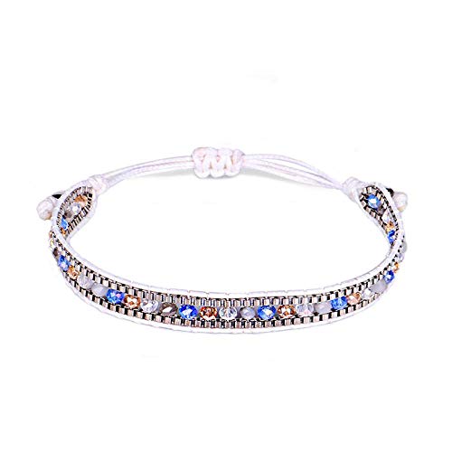 Bracelet tissé à la mode en perles blanches accessoire bohème pour l'été