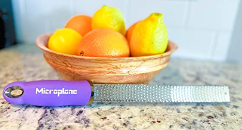 Image of Microplane Classic Zester & Cheese Grater in Orchid - Soft-Touch Handle, Effortless Zesting, Perfect for Hard Cheeses & Citrus
