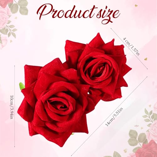 Broche decorativo floral rojo para cabello miniatura 2