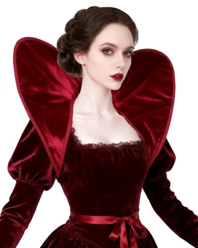 Velvet Stand Up Vampire Collar Gothic Victorian Shoulder Cape (Z-Red)