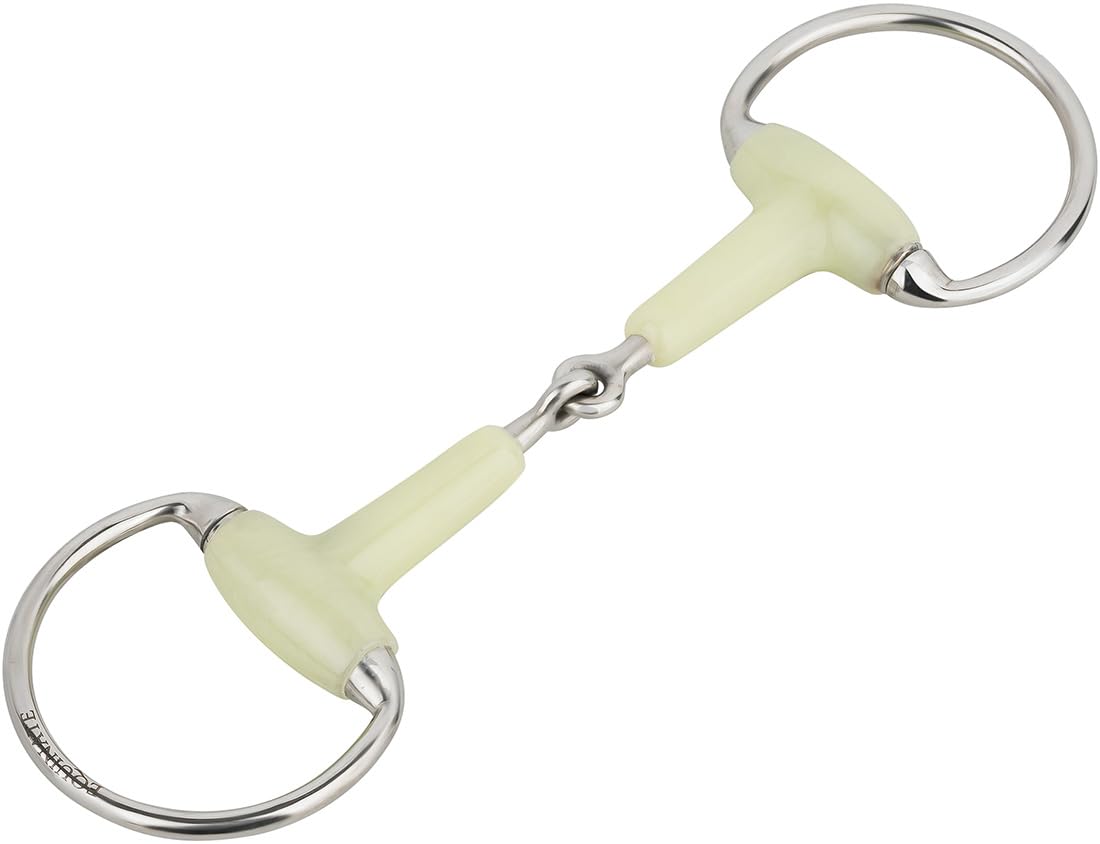 Equinate Olivenkopfgebiss mit Apfelgeschmack 18mm einfach gebrochen 12,5cm | Anatomisch geformtes maulfreundliches Gebiss mit sanfter Einwirkung | Lasergraviert