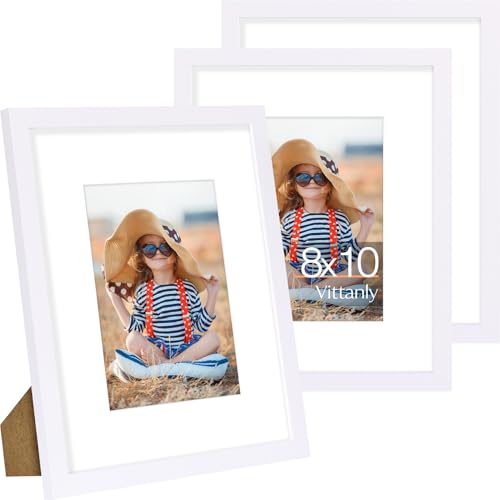 Vittanly 8x10 Picture Frame Set of 3 for Wall & Tabletop Display, White