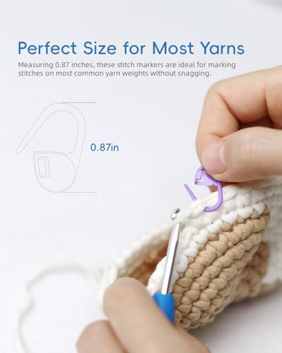 Image of 100PCS Crochet Stitch Markers by Flickzo - Locking Stitch Markers with Storage Case, Plastic Safety Pins for Knitting & Crochet, Colorful Yarn Accessories for Crochet Tools & Supplies