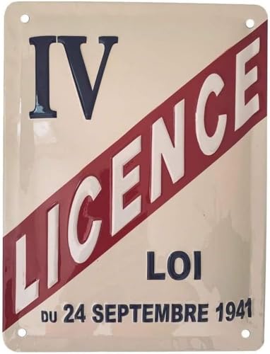 I&S/Les collections rétro Plaque métal relief 20x15 cm Licence IV Licence IV, Clair