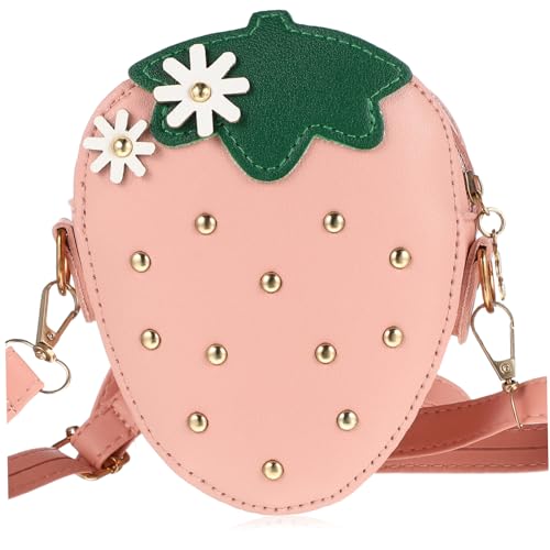 Gatuida Children's Strawberry Crossbody Bag Lightweight Single Shoulder Coin Purse for Girls Simple Fashion Wallet for Daily Use