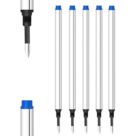 DunBong Spiral Refill, Replaceable Gel Ink Rollerball Refills 5 Pack, 0.5mm Medium Point, Threaded Rolling Ball Refills (Navy Blue) Cover