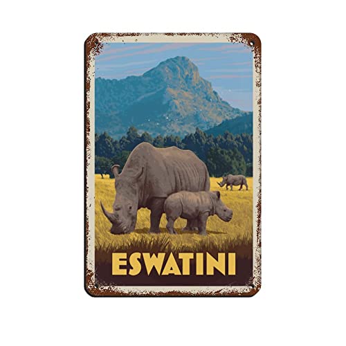 EKMCL Plaques en métal Eswatini Afrique - Décoration murale pour café, bar, pub, maison - 20 x 30 cm