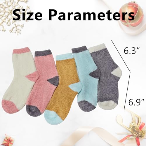Image of kissleaf Thick Warm Fuzzy Socks for Women 5 Pairs Fluffy Cozy Womens Socks Winter Cute Slipper Socks for Women Gift