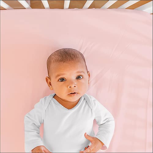 The Peanutshell Floral & Blush Pink Fitted Crib Sheet Set For Baby Girls - 4 Pack Set - Floral Punch & Solid Pink #TOP4
